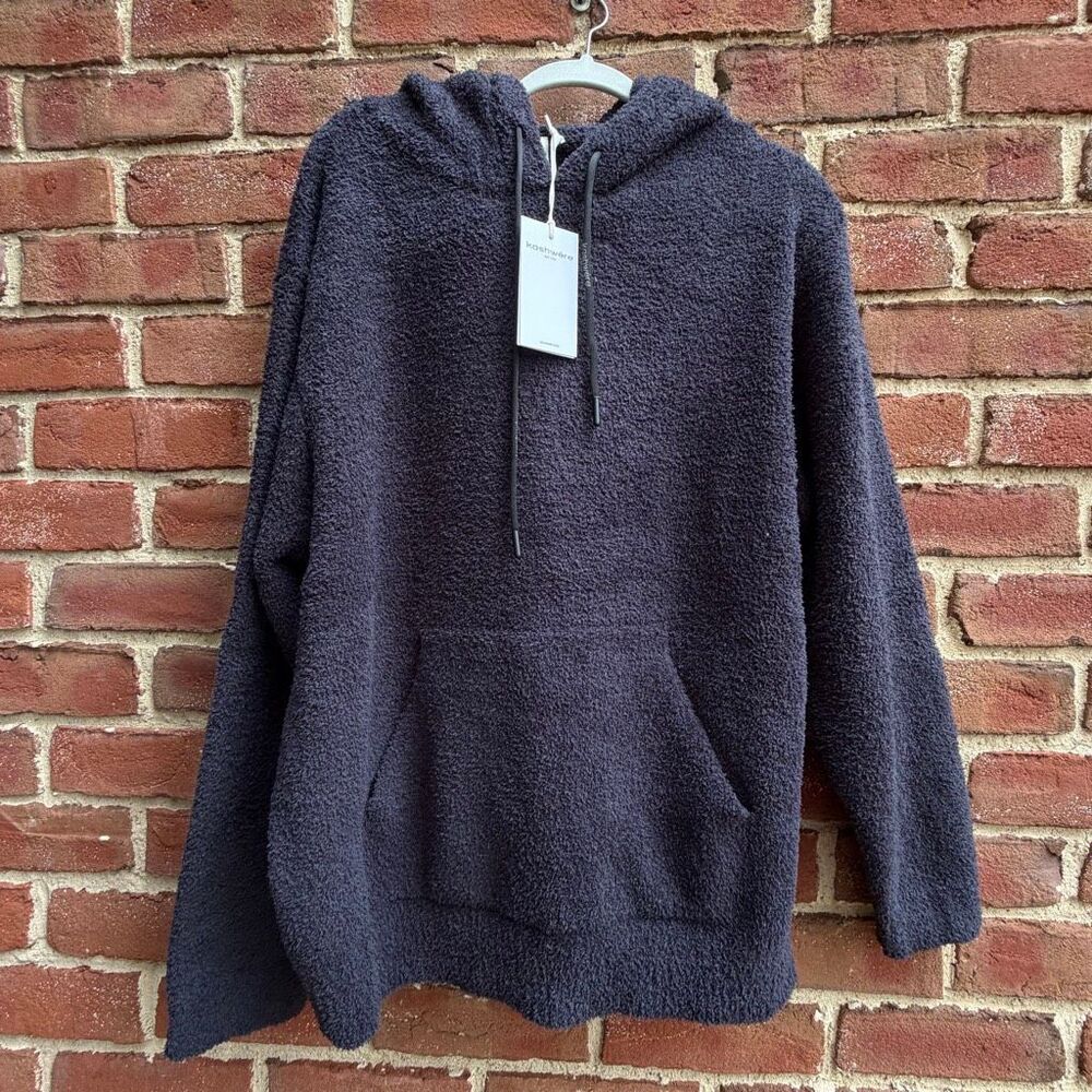 Kashwere Unisex Ultra Soft Built-In Eye Mask Sleep Hoodie Dark Grey S NWT